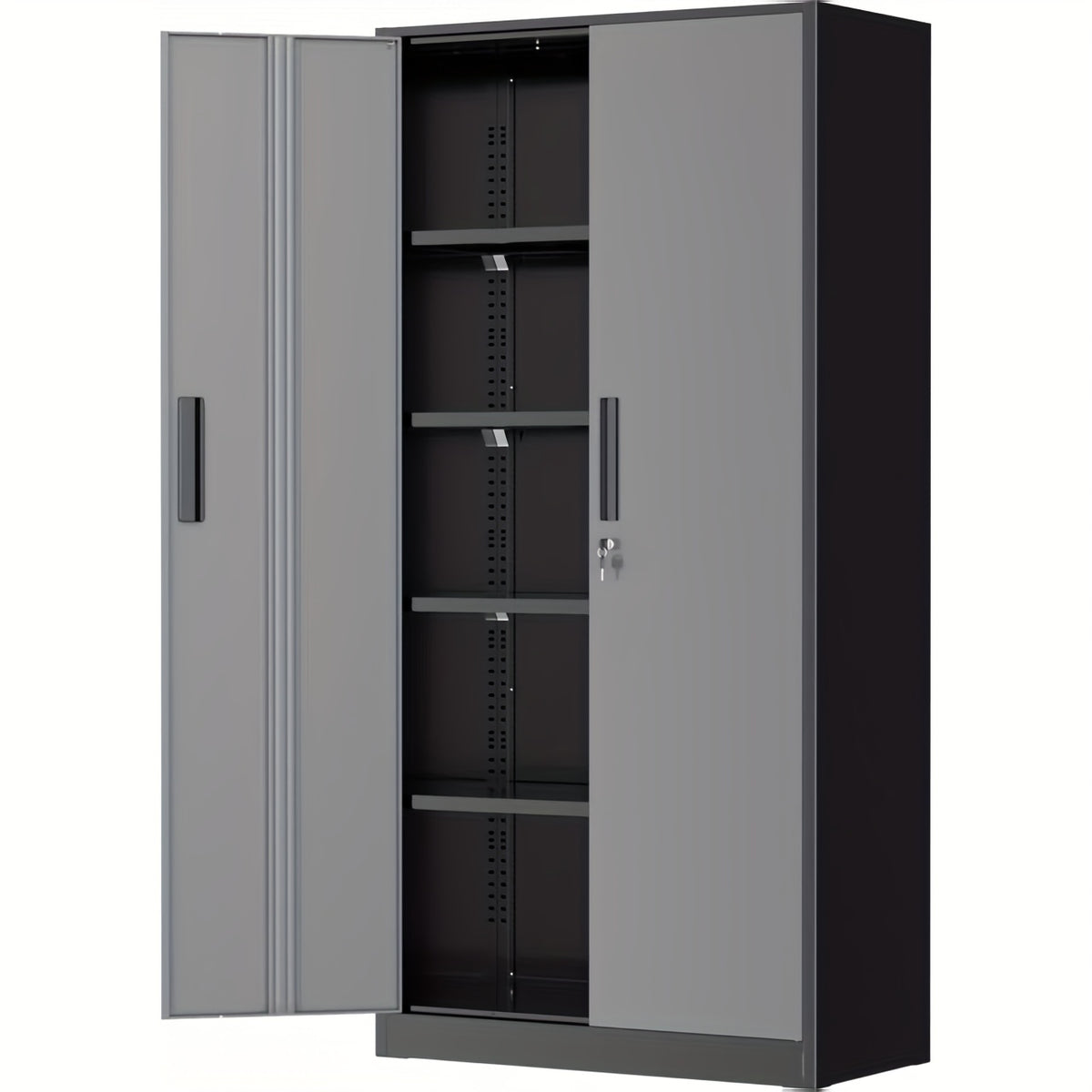 72" Metal Storage Cabinet with Lock, with 2 Doors And 4 Adjustable Shelves, Lockable Steel Storage for Office, Garage, Warehouse,, Home