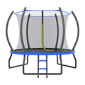 Indoor Outdoor Trampoline for Teenagers, 8ft/10ft/12ft/14ft/15ft/16ft with Safety Enclosure Net, Pop-up Quick Connector Frame, Basketball Hoop Optional, Includes Ladder, Blue/Black Backyard Jumping Trampoline
