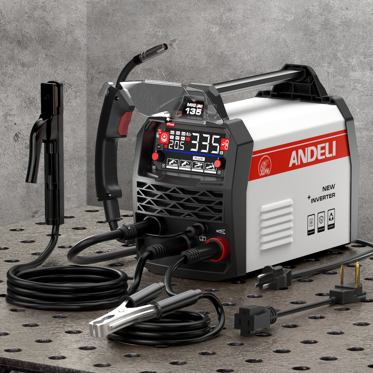 ANDELI 3in 1 Multifunctional Welding Machine, MIG/LIFT TIG/ARC, MIG Welding Machine, Dual Voltage (110V/220V), High-frequency IGBT Inverter, Collaborative Control, Suitable for, Iron And.
