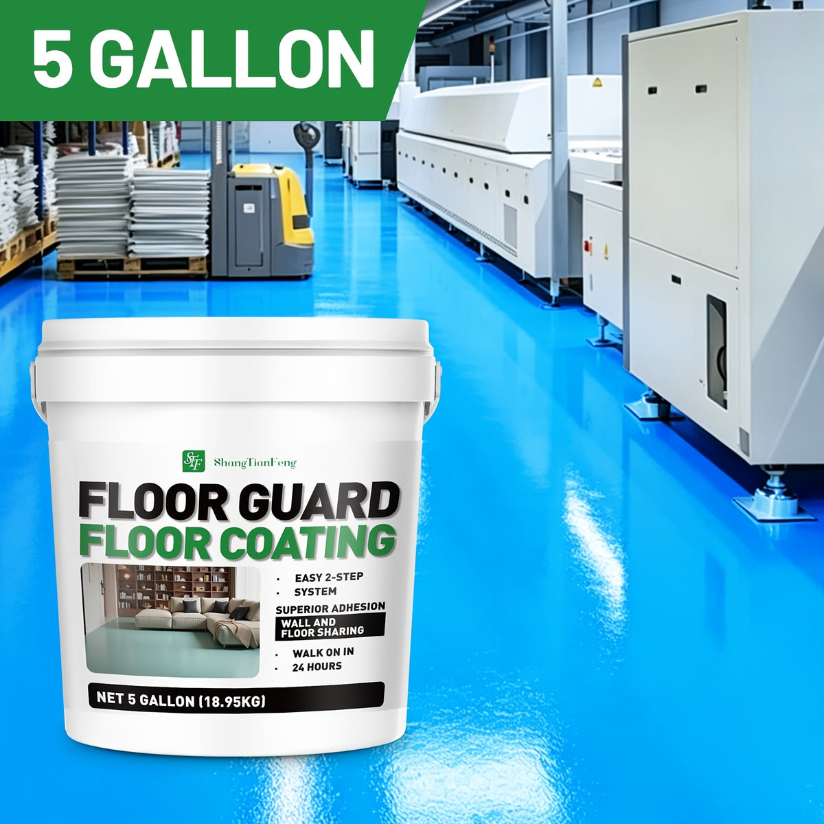 [Epoxy Floor Paint] Epoxy Floor Paint, 5 Gallon For Garage Paint, Waterproof Coating Floor Paint For Garages Basements, Single Component, Scratch Resistant, Ready To Use For Garage Paint, InteriorExterior Concrete Floor Paint For Porches, Interior Walls