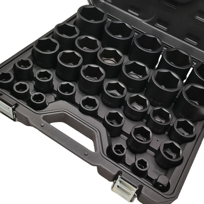 SAE Impact Socket Set, 31-Piece 3/4-Inch Drive Kit for Truck and Industrial Equipment Maintenance