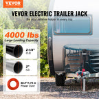 VEVOR Electric Trailer Jack, Power Tongue Jack Weight Capacity 4000 lbs, 9.84"-33.85" Electric Tongue Jack with Cover for Lifting RV Trailer, Horse Trailer, Utility Trailer, Yacht Trailer