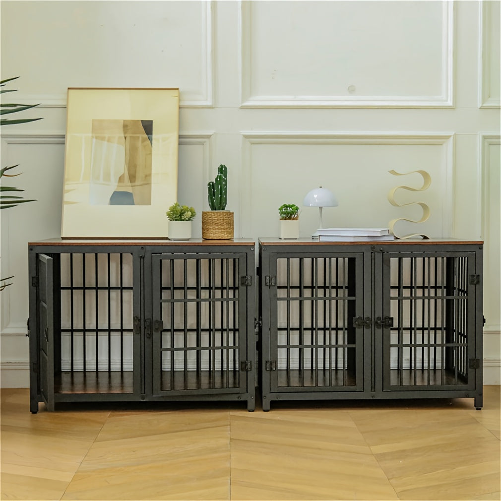 XL Large Dog Cage Heavy Duty Dog Crate Furniture, Unlimited Combinable Dog Kennel, Super Sturdy with Bottom Tray&3 Doors