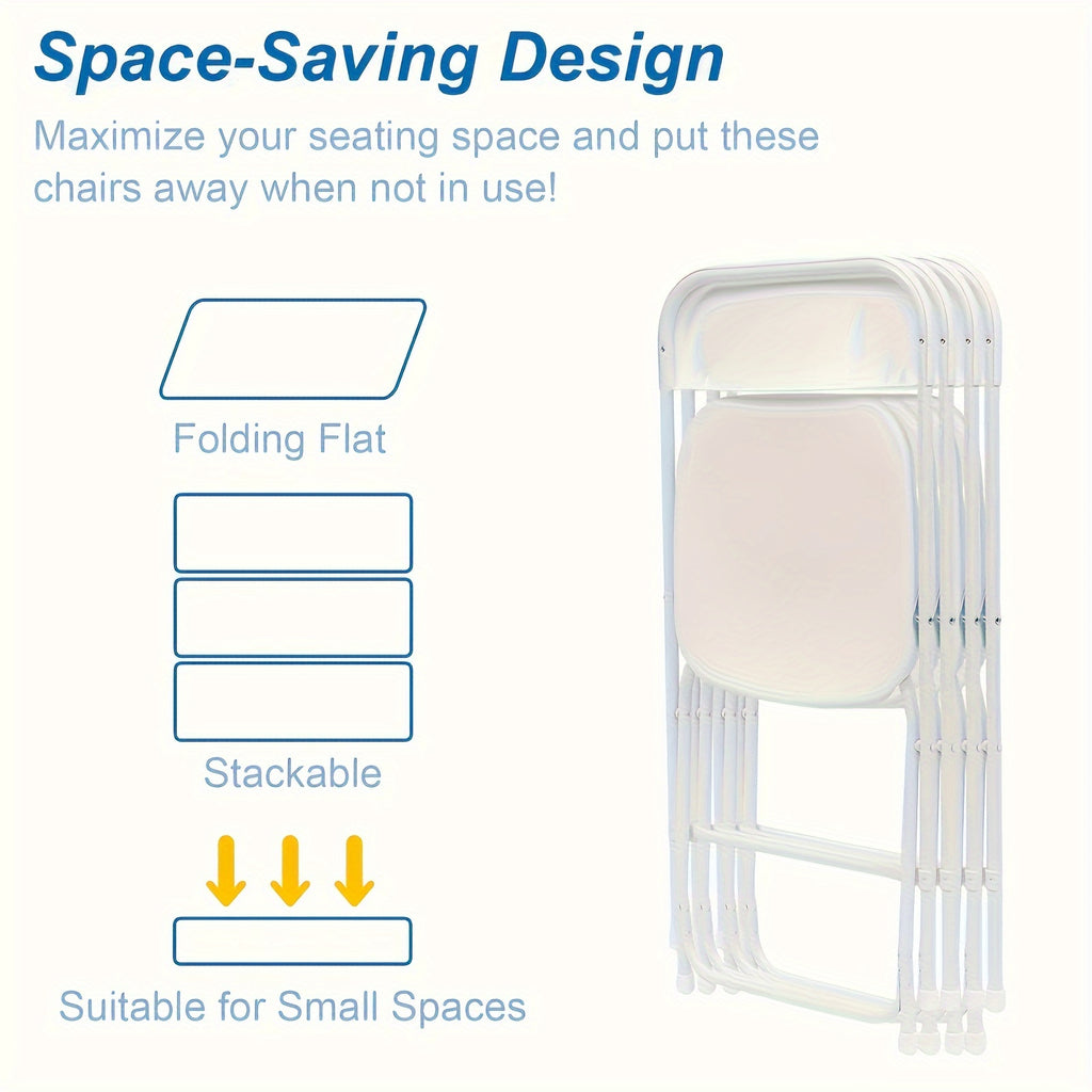 10-Pack White Plastic Folding Chairs, Steel Frame 500LB High Capacity Event Chair Commercial Chairs, Lightweight Portable Plastic Chair for Parties And Weddings, Stackable Commercial Event Seats