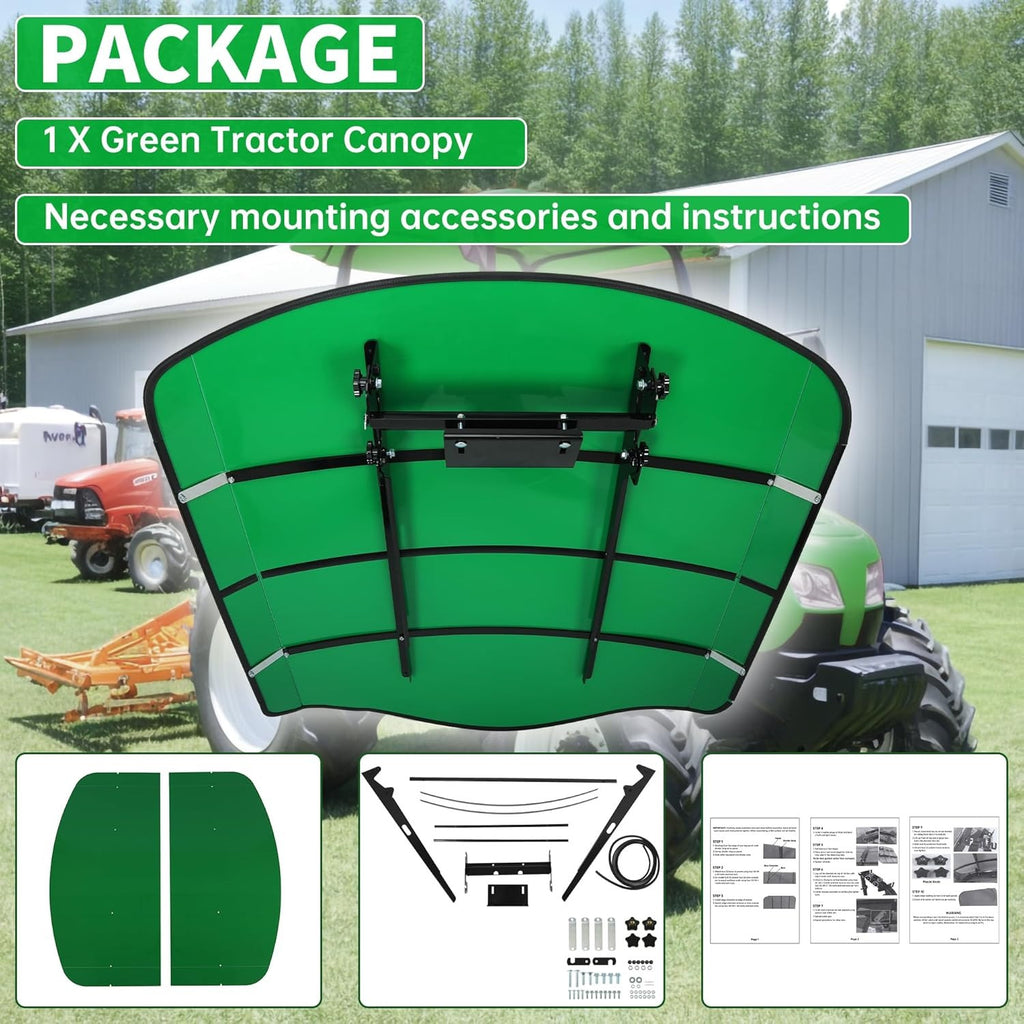 Tractor Canopy Compatible with All ROPS 48-3/8" X 48-3/8" Equipped Tractors and Mowers with a 2" x 2" or 2" x 3" ROPS (Will Add About 4'' to The Height of The Tractor, Red/Orange/Green/Wthite)
