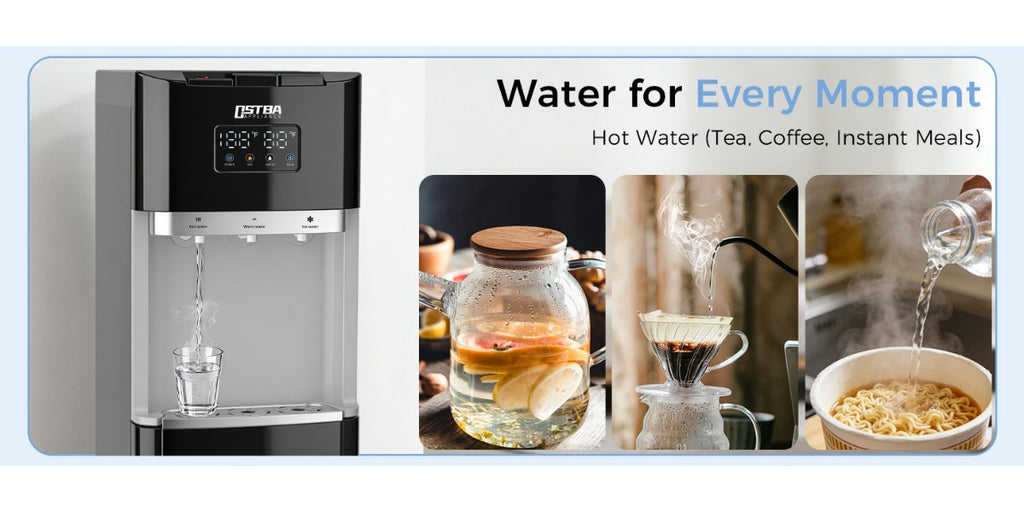 Bottom Load Water Dispenser, LED Display, Hot Cold & Room Water, Stainless Steel Tank, Child Lock, 3 & 5 Gallon for Home & Office