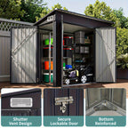 ULSMVOC 8X4 FT Outdoor Storage Shed With Triple Lockable Doors, Metal Storage Cabinet With Sloping Roof For Tools, Bicycles & Garden Equipment, Ideal For Patio & Courtyard