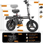 Hisent Folding Electric Scooter, 500W Brushless Motor, Speed 19.9mph, Dual Suspension System, Full Shock Absorption, 48V 10AH-17.5AH Battery(optional), 15-35 Miles Range, 14-inch High-quality Tires, With Double Seats