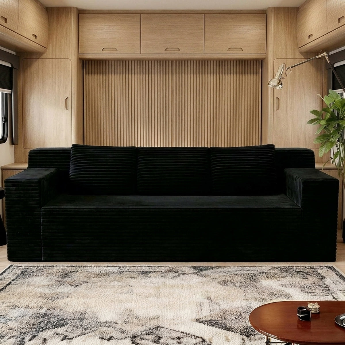RV Corduroy Sofa in 42-Inch or 70.8-Inch Sizes, No-Assembly Plush Deep-Seat Couch for Camper or Home
