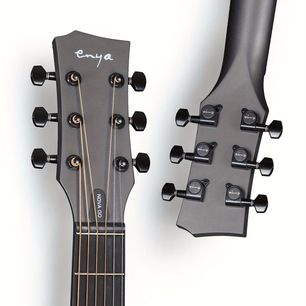 Enya NOVA Go SP1 Carbon Fiber Acoustic Electric Guitar with Smart Acousticplus 35 Inch Travel Acustica Guitarra Starter Bundle Kit of Gig Bag, Strap, Strings, Charging Cable, Instrument Cable Used-Like New