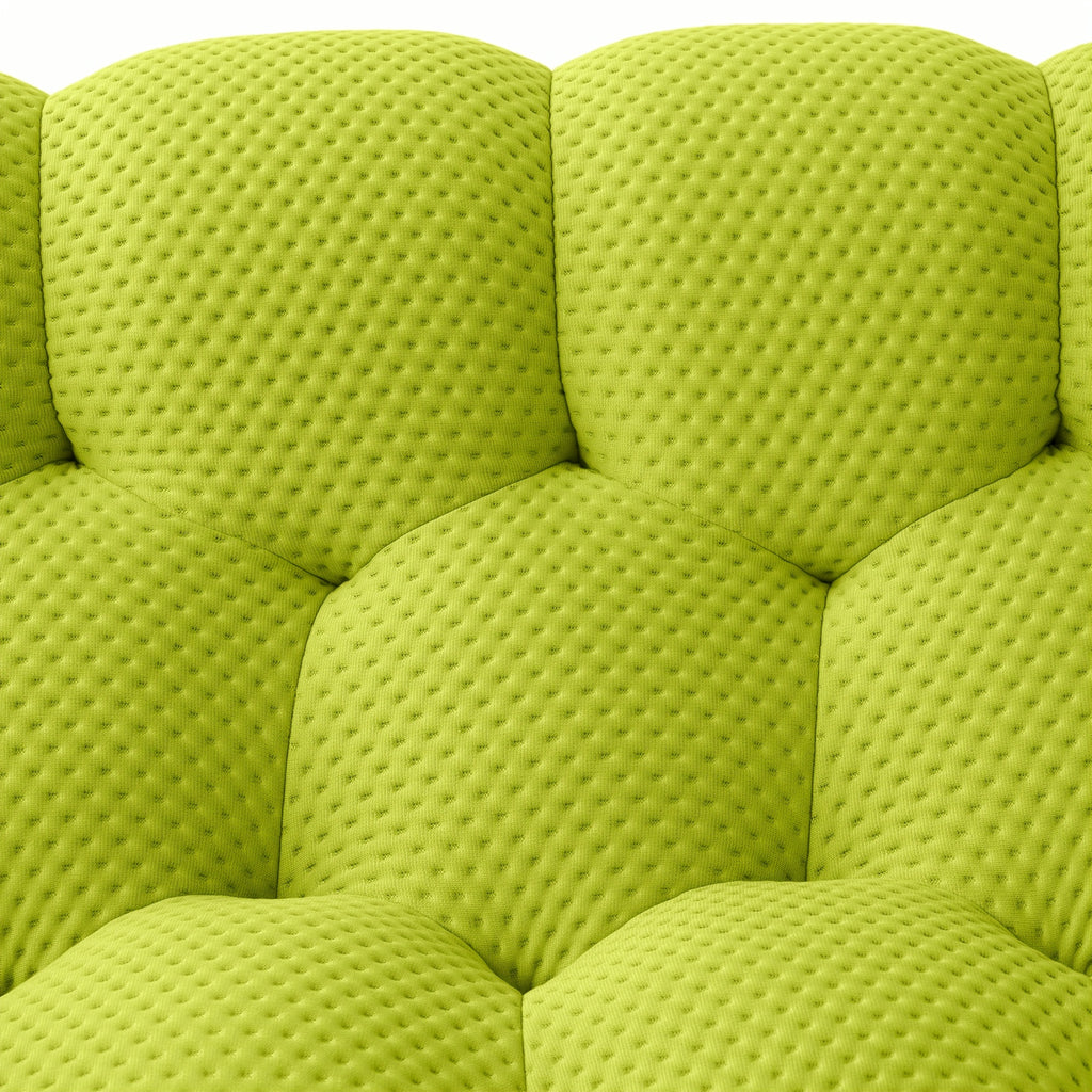 100.03'' Modern Upholstered Curved Sofa, 3 Seater Mesh Fabric Floor Sofa, 3D Honeycomb Shape Curved Couch for Living Room