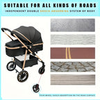 A Versatile Baby Stroller with Large Wheels That Allows The Child to Sit, Recline, And Change Direction