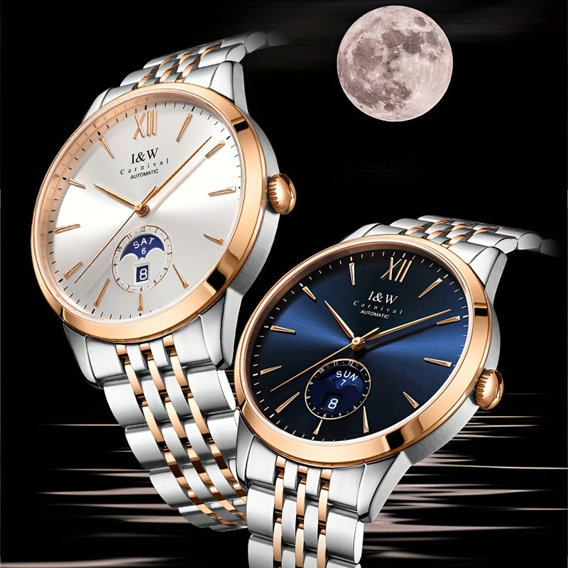 Carnival High-end Brand Mechanical Watches for Men Stainless Steel Faux Sapphire Mirror Fashion Sports Watches for Men Holiday Gifts