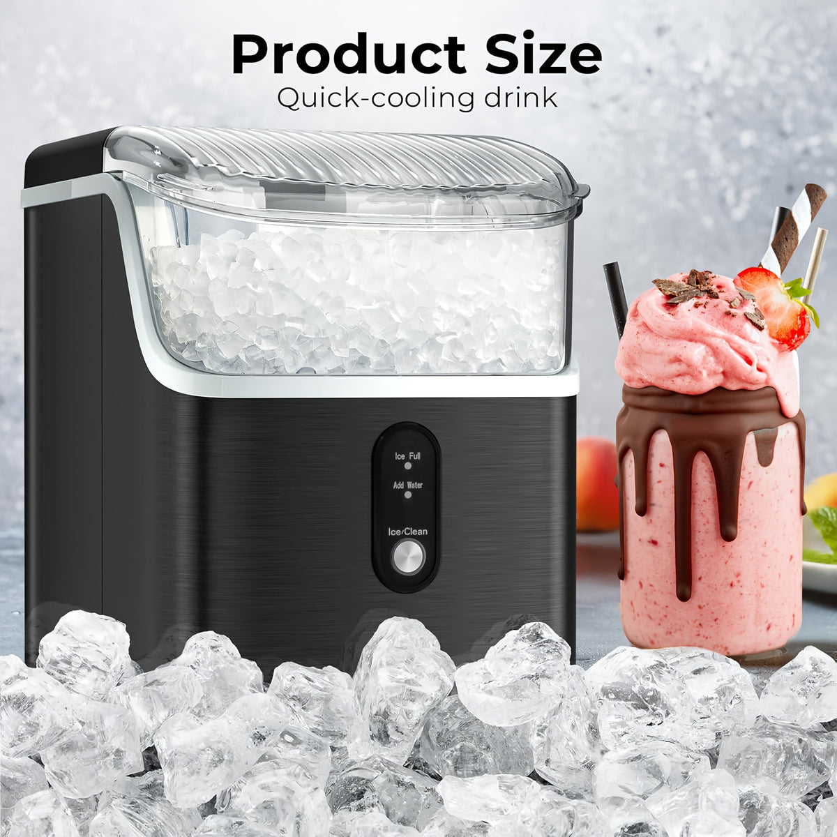 Countertop 26lbs/day 35lbs/day Ice Maker Portable Ice Machine, Automatic-Cleaning Suitable for Outdoor Camping Bar Party And Kitchen, Black