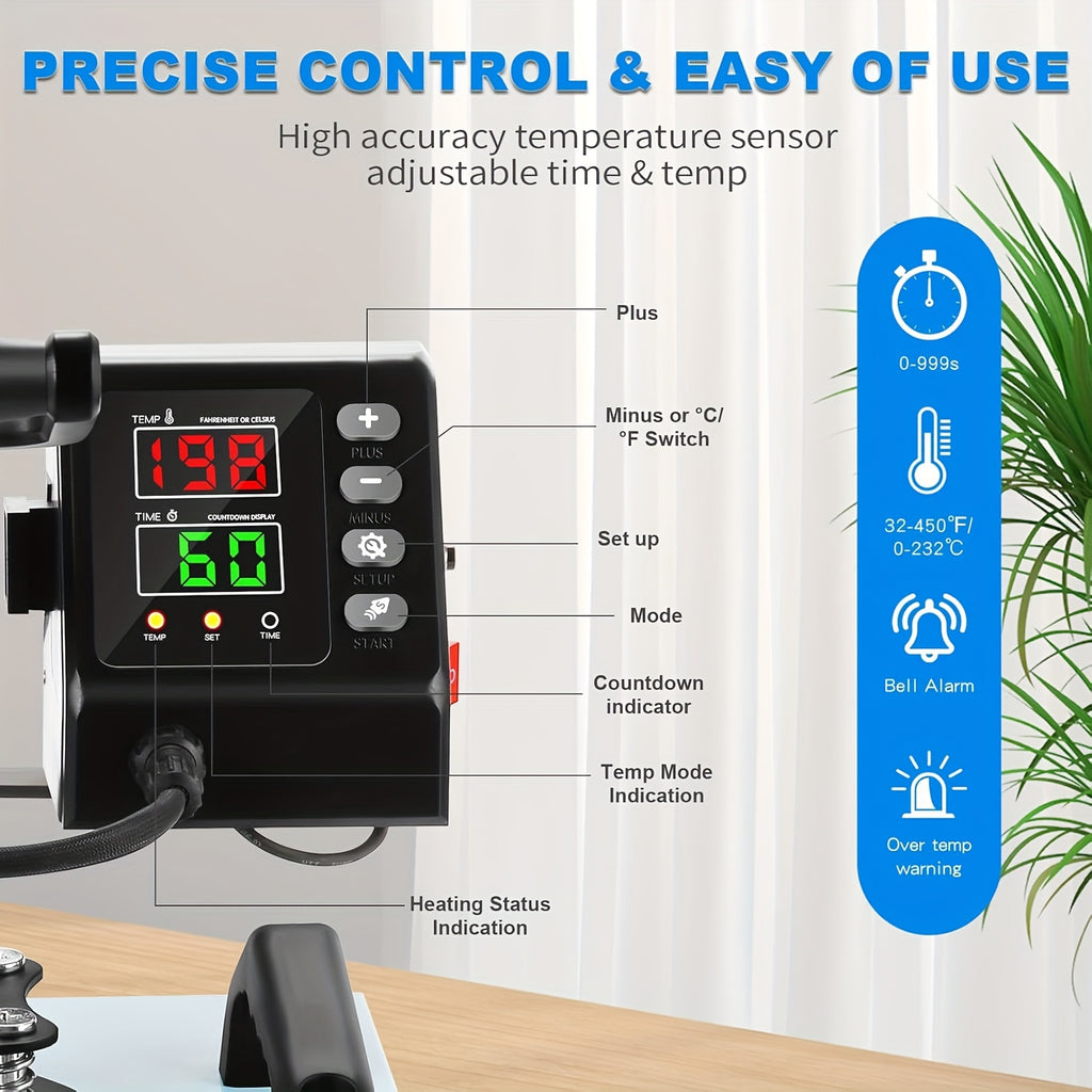 Heat Press Machine For T Shirts, Canvas Bags, 12"x10" Sublimation Shirt Heat Press Machines, 360° Swing Away Sublimation Transfer Printer Fast Heat-up, Digital Precise Temperature Control With Bell Alarm, Ovar Temp Warning