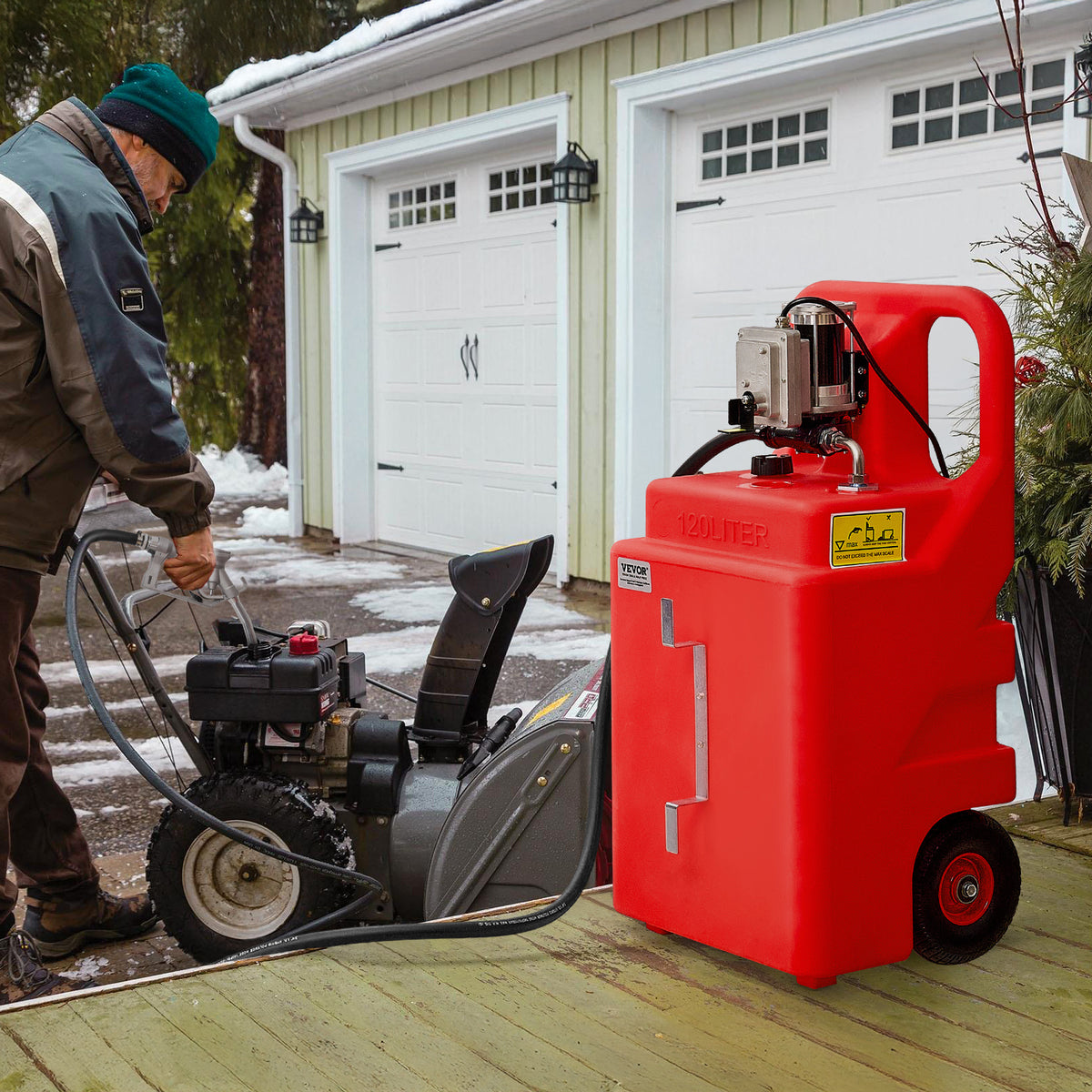 VEVOR Fuel Caddy 16 Gallon/ 32 Gallon Fuel Tank with 12V DC 2.5 GPM/ 15 GPM Electric Transfer Pump