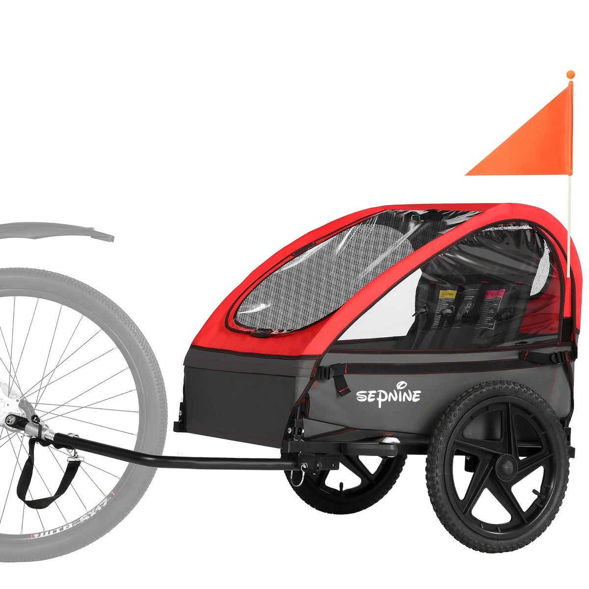 Bicycle Trailer, Double Seat Trailer, Large Tires, Foldable for 1 to 2 People, Maximum Load Capacity 88.18LB