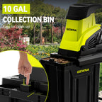 Wood Chipper, 1800W High Power Garden Branch Shredder, 15-Amp Electric Brushless Wood Chipper, Garden Tools With 10 Gallon Collecting Bin, Easy To Clean For Branches, Leaves And Yard Cleanup, Fathers Day Gift