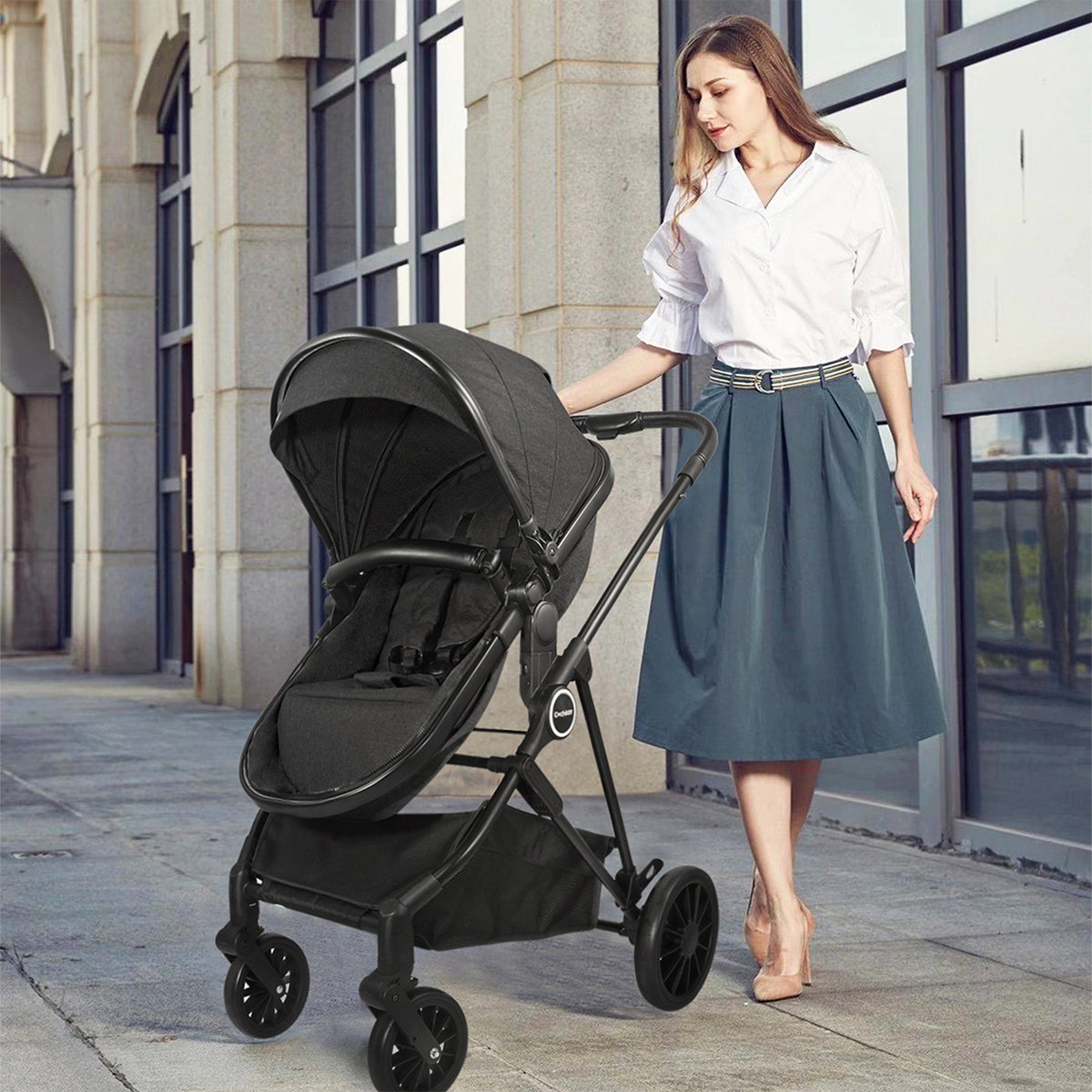 Cochildor 2-In-1 Convertible Foldable Infant Baby Stroller with Reversible Seat And Large Canopy, Mult Position Recline, Canopy with Pop Out Sun Visor And More Umbrella Stroller for Travel, Extra Storage, Spacious Seat, Removable Footmuff