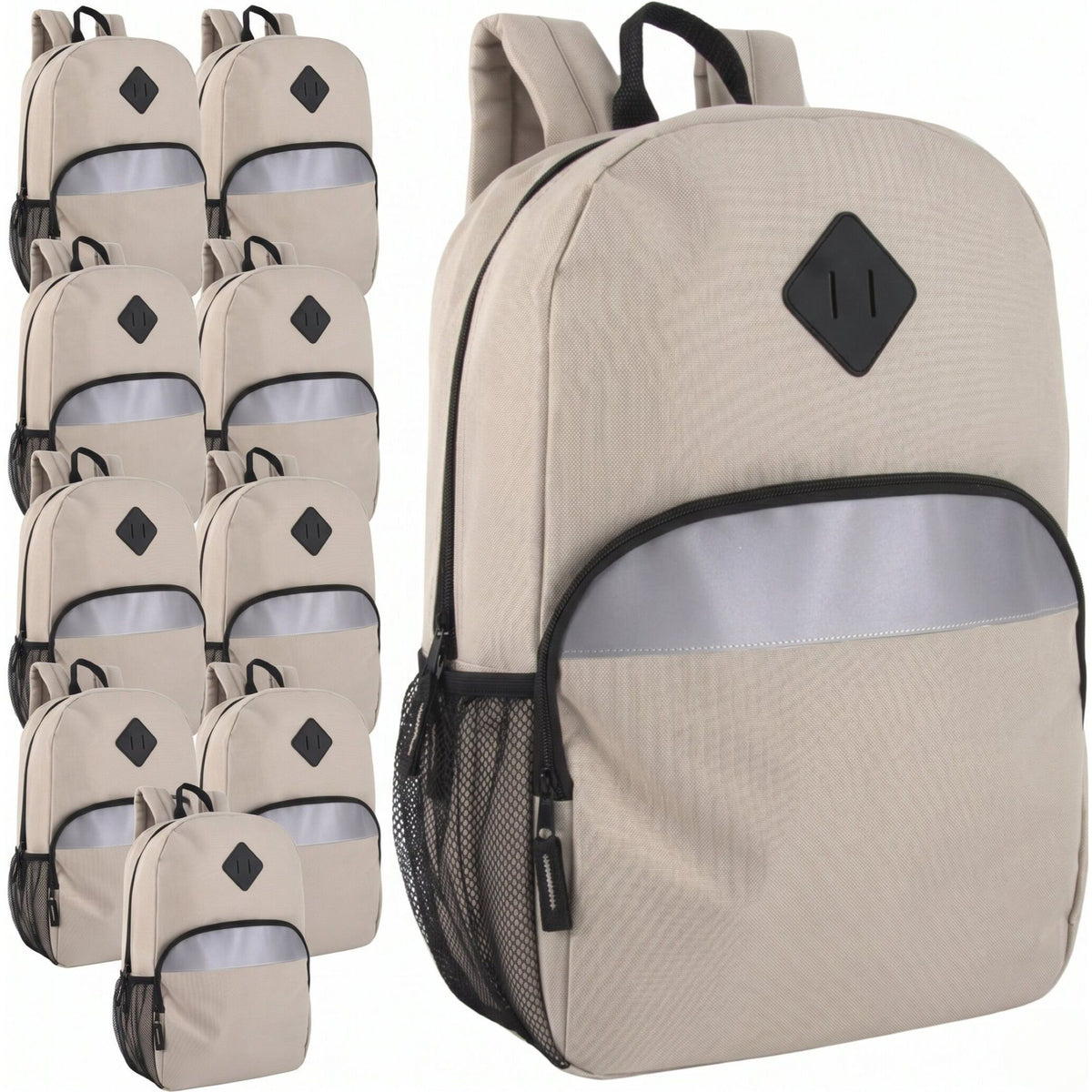 Trailmaker (24 Pack) 17" Backpack – Reflective School Backpack with Padded Straps, Water Bottle Pockets for Kids & Adults, School Travel Camp