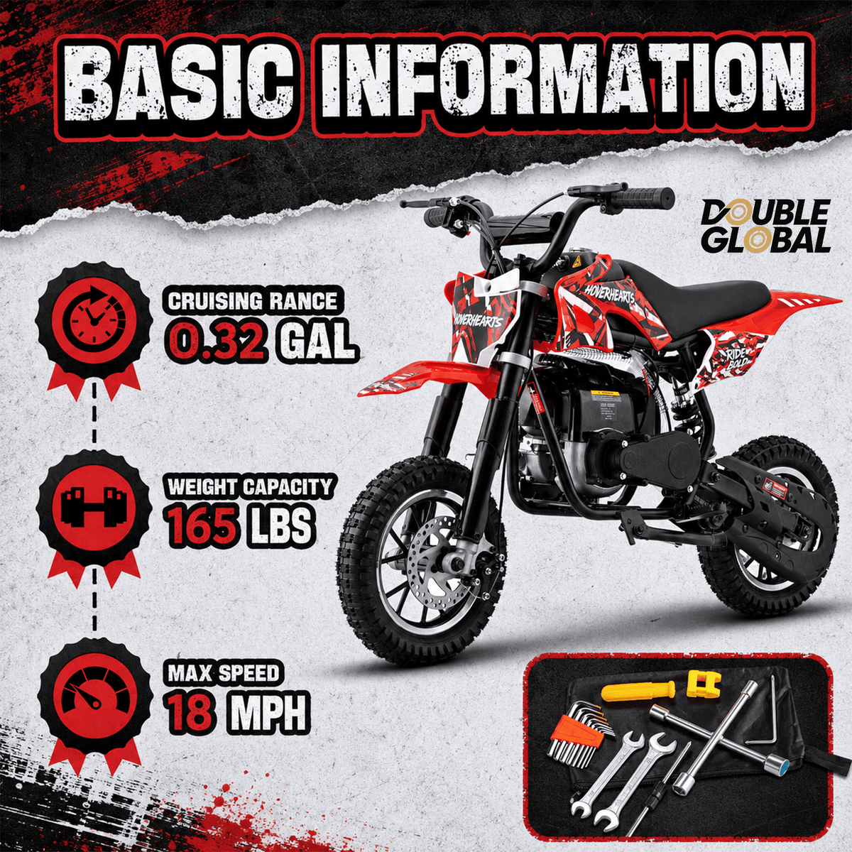 2026 New Style 37cc 4-Stroke Gas Powered Mini Dirt Bike, Top Speed 18 MPH with Up to 27 Miles Riding Range, Compact Off-Road Motorcycle for Teens and Adults, Air-Cooled Engine, Easy Pull Start System, Durable Steel Frame Construction, Front and Rear Disc