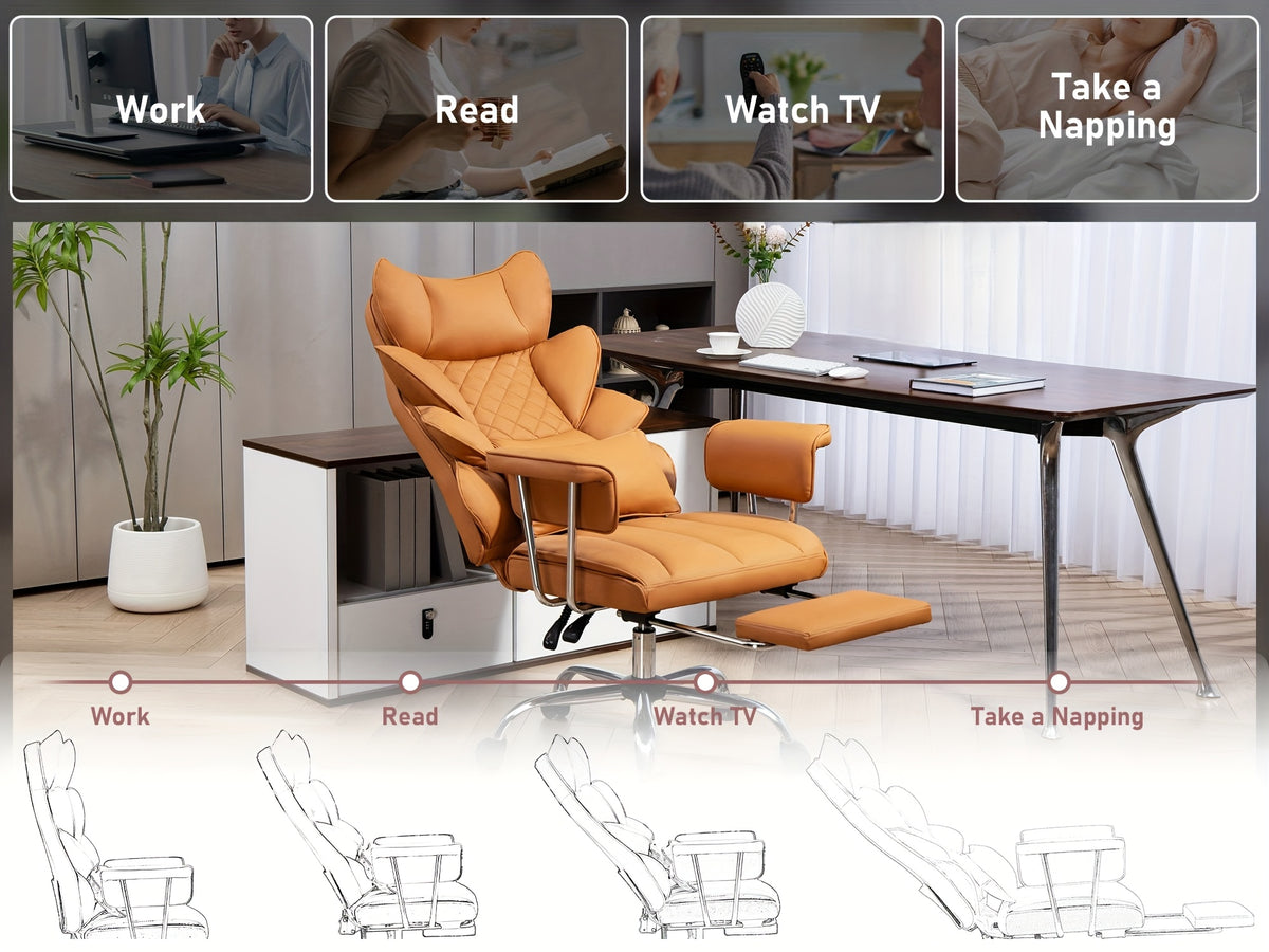 Sturdy High-Back Office Chair, Comfortable Gaming Chair, Office Chair Featuring Cushioned Armrests And Footrest, Adjustable Height Home Office Chair