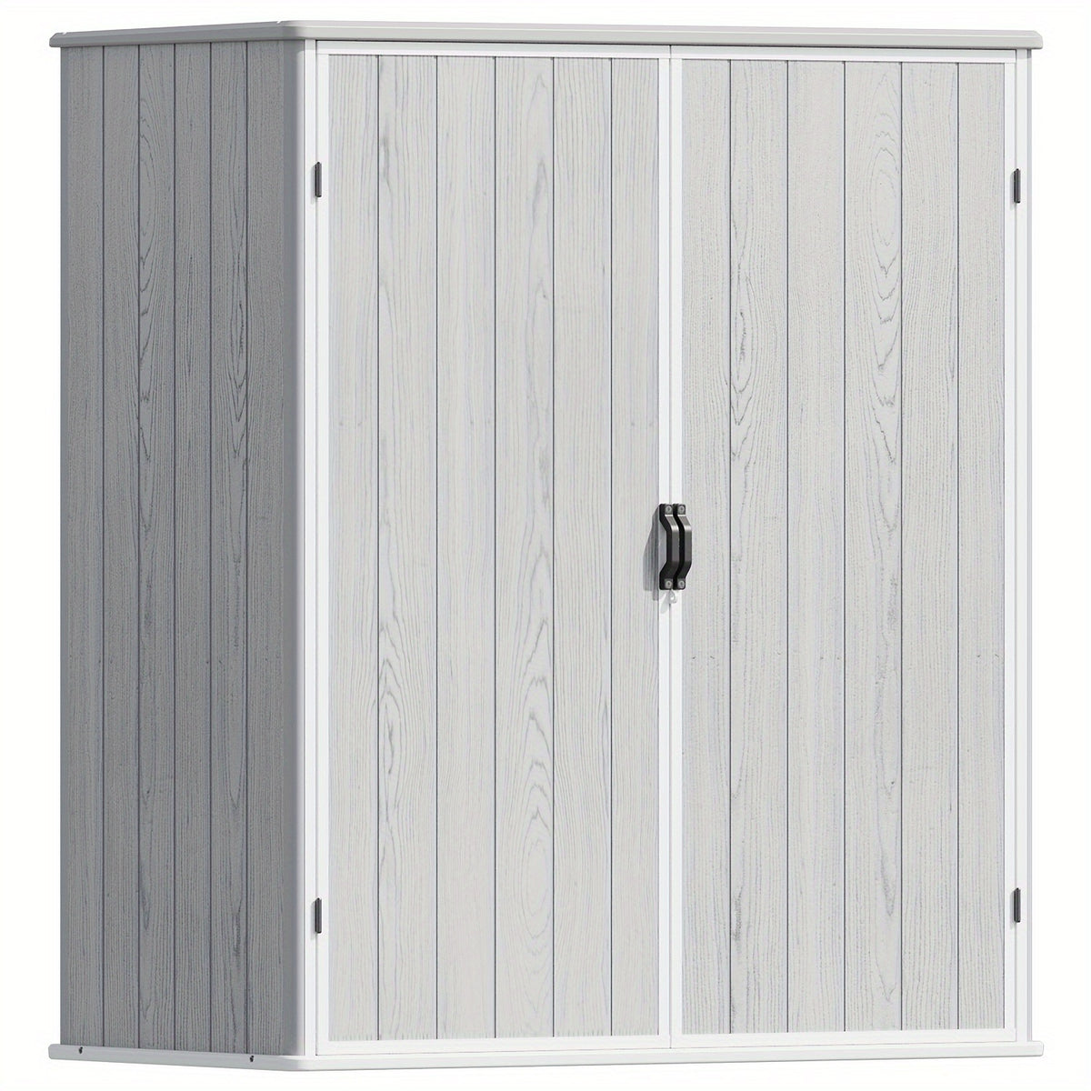 GUNJI 5 X 3 FT Plastic Outdoor Storage Shed, Resin Waterproof Cabinet With Stable Roof And Lockable Doors For Patio Furniture, Pool Accessories And Tools, Available In Four Sizes