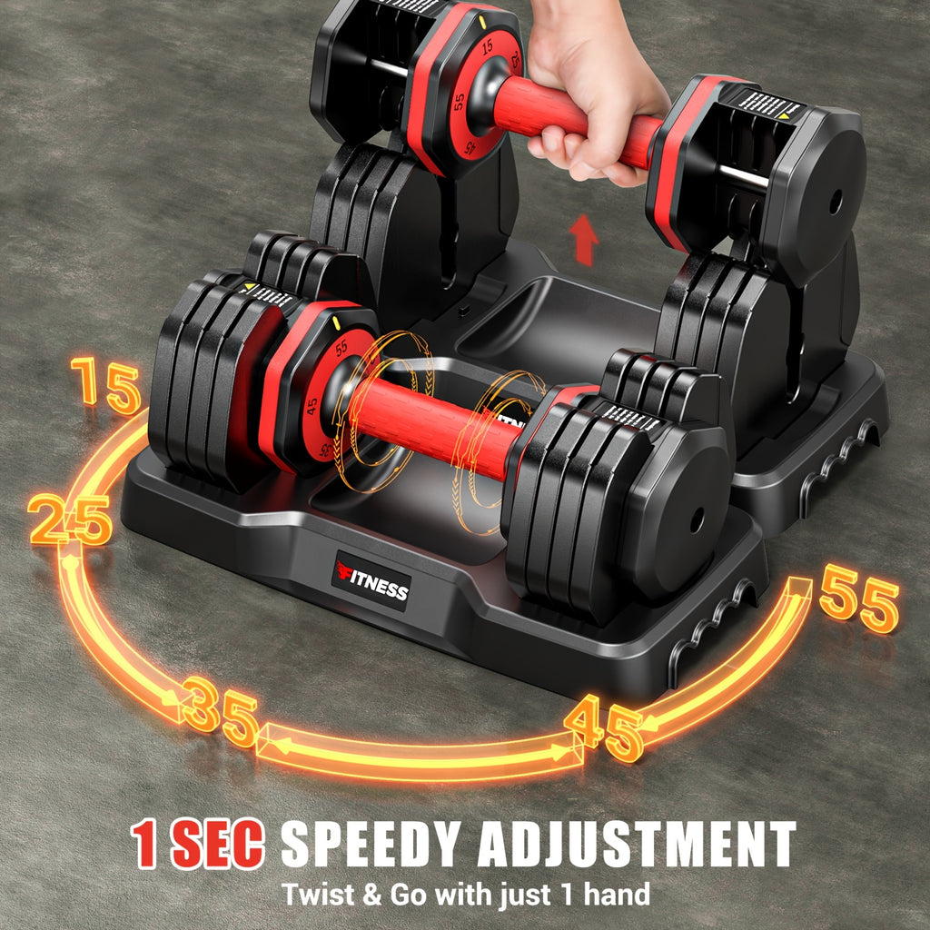 55/ 25LBS Adjustable Dumbbell Set (Pair/Set Of 2) With Anti-Slip Texture Handle, 5 In 1 Free Adjustable Weights Dumbbells Barbell Set, Home Fitness Weight Set, Dumbbell, Barbell, Kettlebell, Push-up, Home Gym Fitness Workout Equipment For Men Women