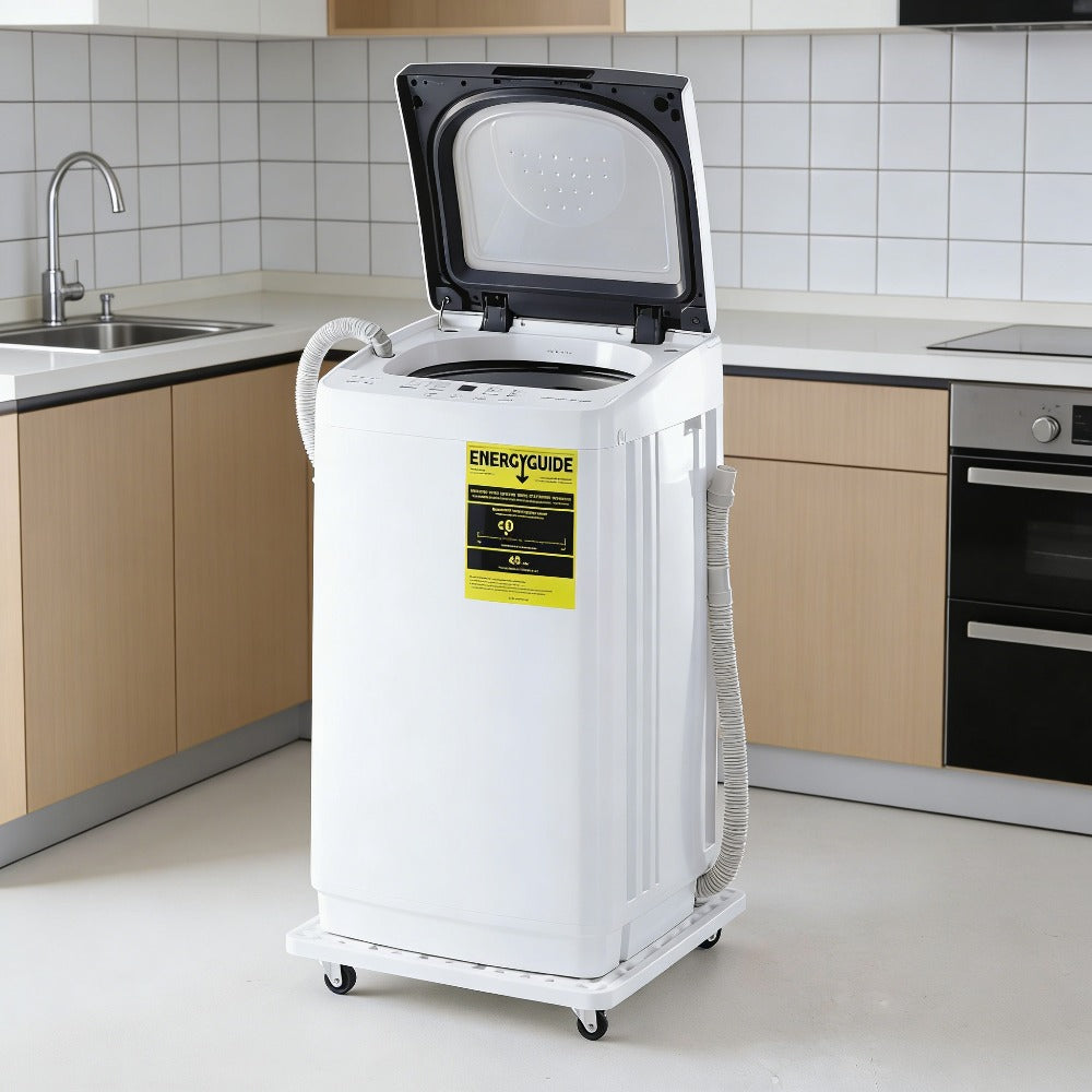 Portable Compact Washing Machine with a 1.1 Cubic Foot Capacity, Featuring 10 Wash Cycles, Ideal for Homes, Apartments, and Dormitories.