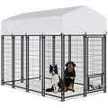 TOWALKER Outdoor Dog Enclosure for Big Dogs, Sturdy Welded Wire Steel Dog Play Area Fence Featuring a Secure Lock, Pet Pen with Uv-Resistant Roof Cover for Outdoor Use