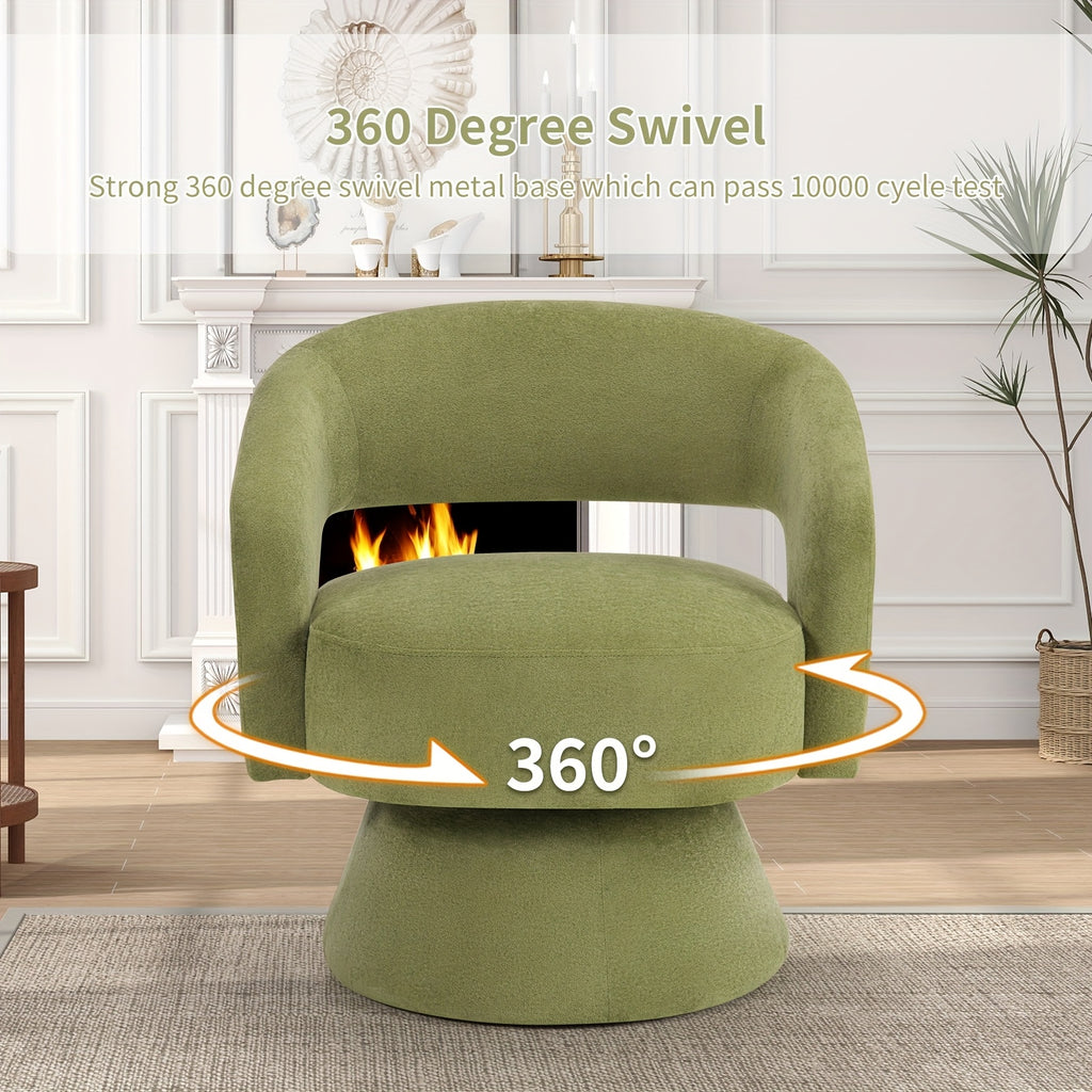 Household Furniture: Modern Green 360-Degree Swivel Accent Chair - Barrel-Shaped Lounge ArmchairFeatures: Soft Material, Easy-to-clean SurfaceApplicable Scenarios: Living Room, Bedroom And Reading Nook.CS059