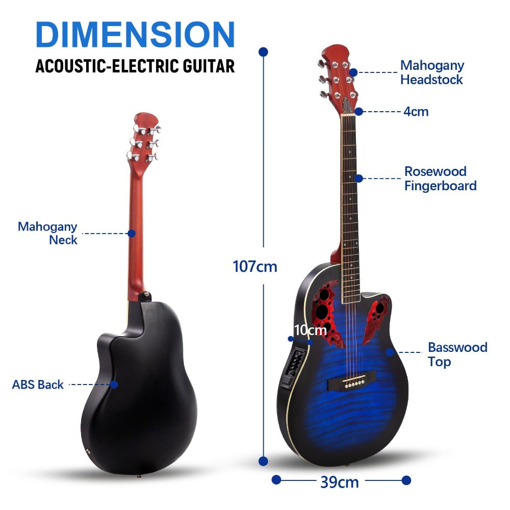 [Birthday Festival Gift] Bonnlo 41in Cutaway Acoustic-Electric Guitar, Basswood Body&ABS Back, Full Size Acoustic Guiatr Starter Kit for Beginner, Birthday/Festival Gift for Muisc Lover