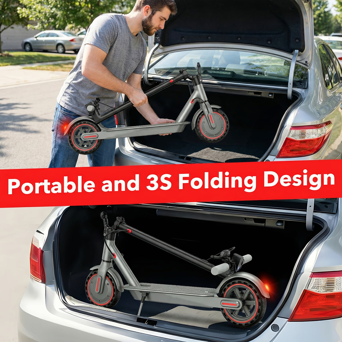 Adults' 8.5'' Foldable Electric Scooter with App, 350W Motor & 25km Range - Display, 3-Speed Modes, Dual Brake & Large Battery - Portable -EScooter Commuting for Adults