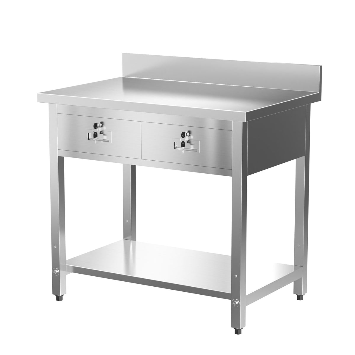 MEFEIR 42"x26" Heavy Duty Stainless Steel Commercial Prep Table with 2 Drawers & Undershelf - for Kitchen, Restaurant, Home, Garage