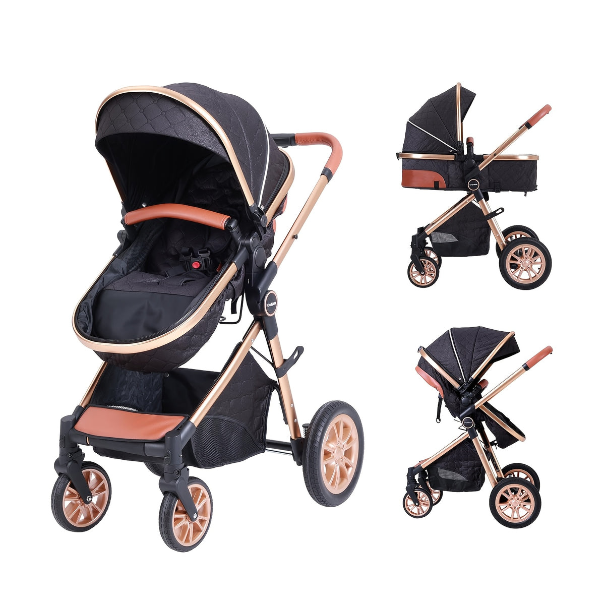 Cochildor Foldable Baby Stroller, Shock Absorption & All-Terrain Tires, Reversible Forward-Facing Push Adjustable Handlebar Large Sun Canopy Storage Basket, Lightweight Durable Aluminum Frame, for Travel Shopping Park - Two-way Baby Pram