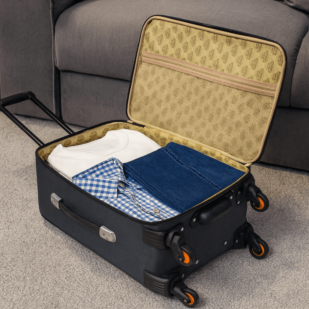 4-Piece Softside Spinner Suitcase Set – Lightweight Expandable Luggage with 360° Wheels, Telescopic Handles, & Multi-Pocket Design – Black, Burgundy, Navy