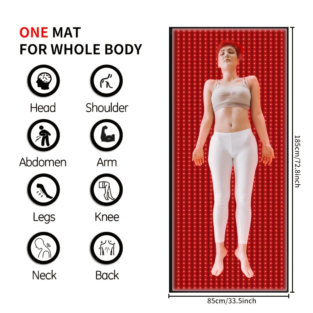 71'' X 31.5'' LED 1280pcs 660Nm Red Light Mat 850Nm Near Infrared Light Devices 3 Modes And 9 Timers, Extra Large Red Light Pad Blanket for Full Body