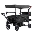 VEVOR Wagon Stroller for 2 Kids, Push Pull Quad Collapsible Stroller with Adjustable Handle, Encircling Harness Removable Canopy, 4 Wheels with Brakes, Mutifunction Tandem Stroller for Camping Black