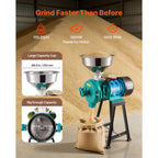 Electric Grain Mill Grinder, 1500W Commercial Spice Pulverizer for Dry Grains, Coffee, Cereals and Pepper