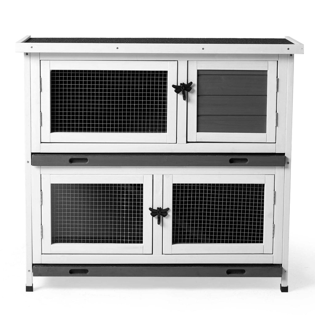 36" Wooden Rabbit Hutch, Bunny Cage, Chicken Coop, Guinea Pig Cage Pet House Gray