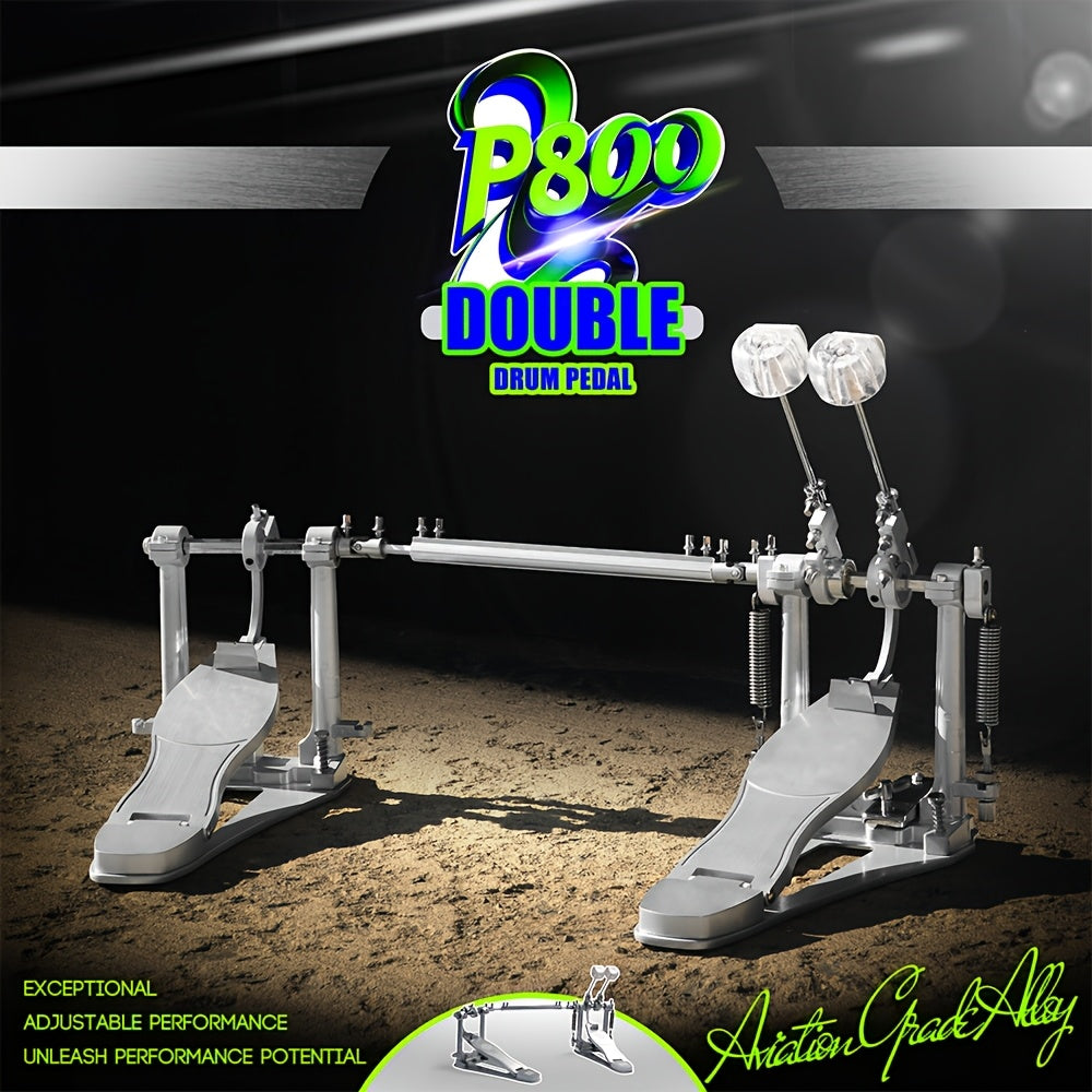 PD Direct-Drive Double Bass Pedal Dual Chain, Adjustable Metal Footboard, Smooth & Responsive with Metal Frame for Acoustic & Electronic Drums, Holiday Gift