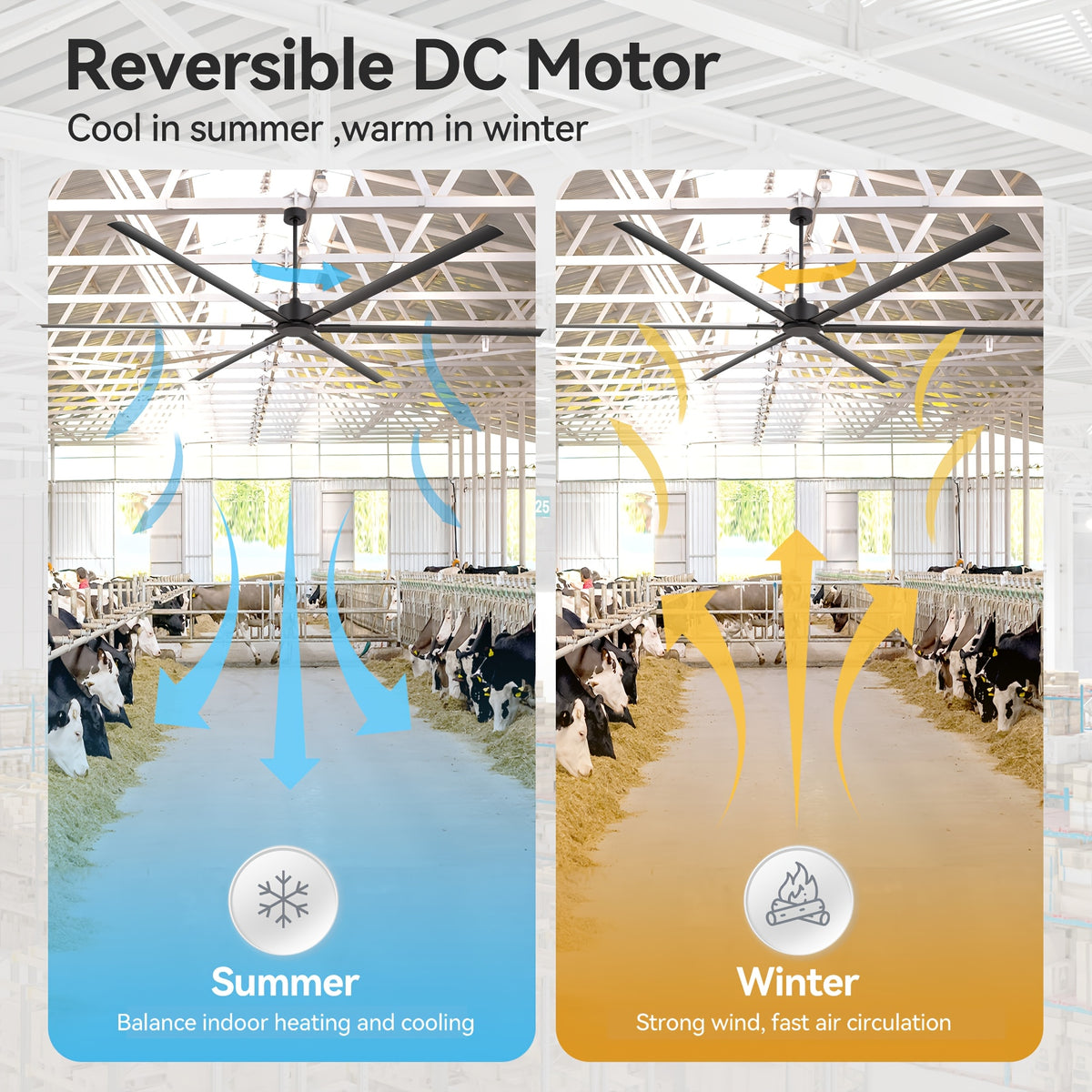 [Industrial Ceiling Fan] 120-Inch HVLS Industrial Ceiling Fan Suitable for Large Commercial Spaces - Heavy-Duty Remote Control System with Silent DC Motor, 6- Low-Profile Downrod Mount, Full Coverage for Warehouses, Gyms, Workshops, Use (No Light)