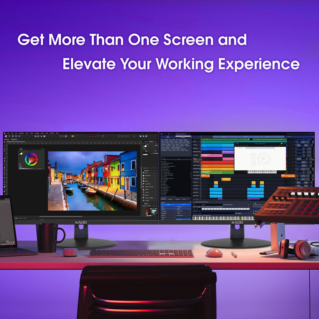Kado by Sceptre Dual Monitor Setup - 2-Pack 24" 1920x1080 Computer Monitor 75Hz VESA Mount Office Gaming Built-in Speakers