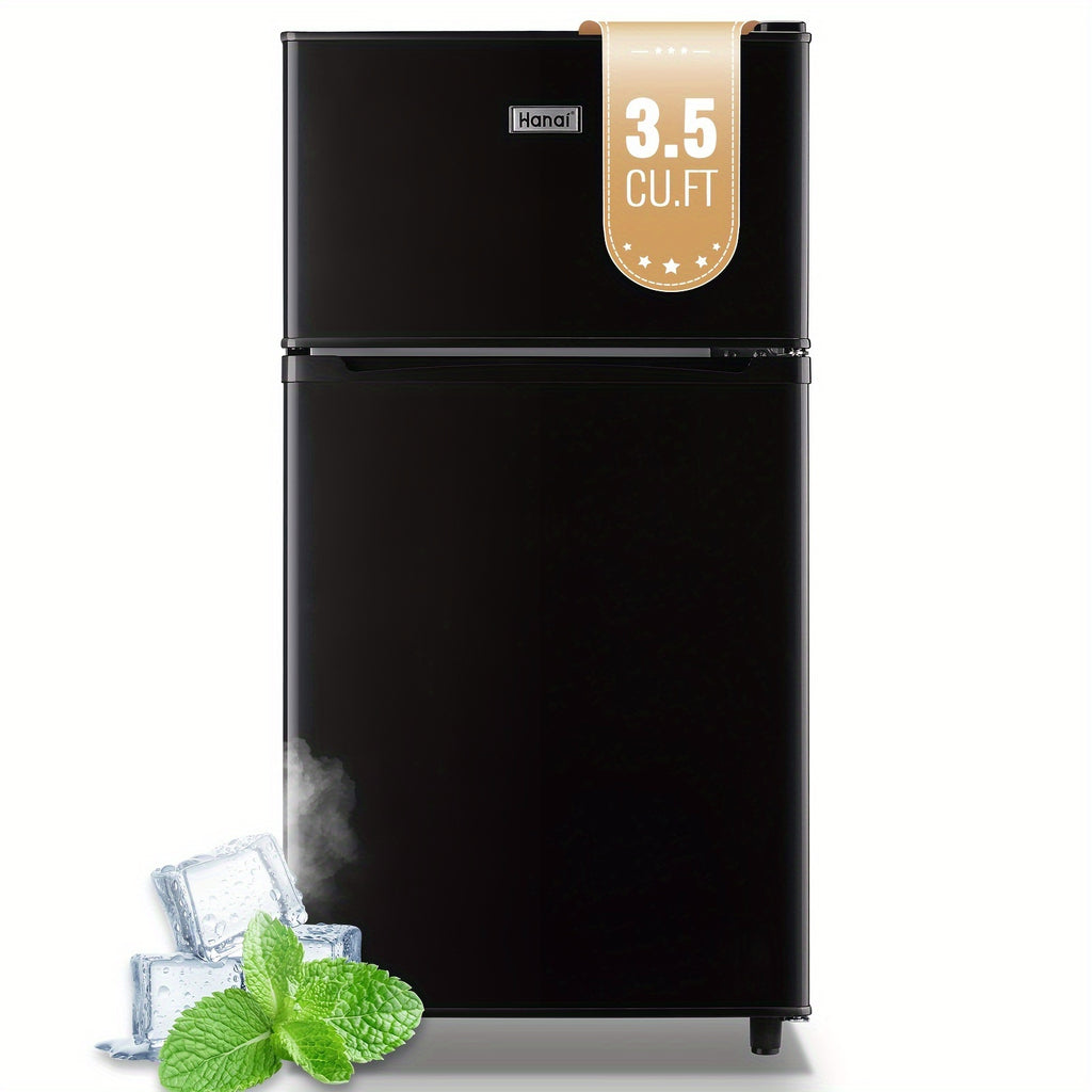 Mini Refrigerator with Separate Freezer and 7-Level Thermostat — WANAI Black, 3.5 or 4.5 Cu. Ft.