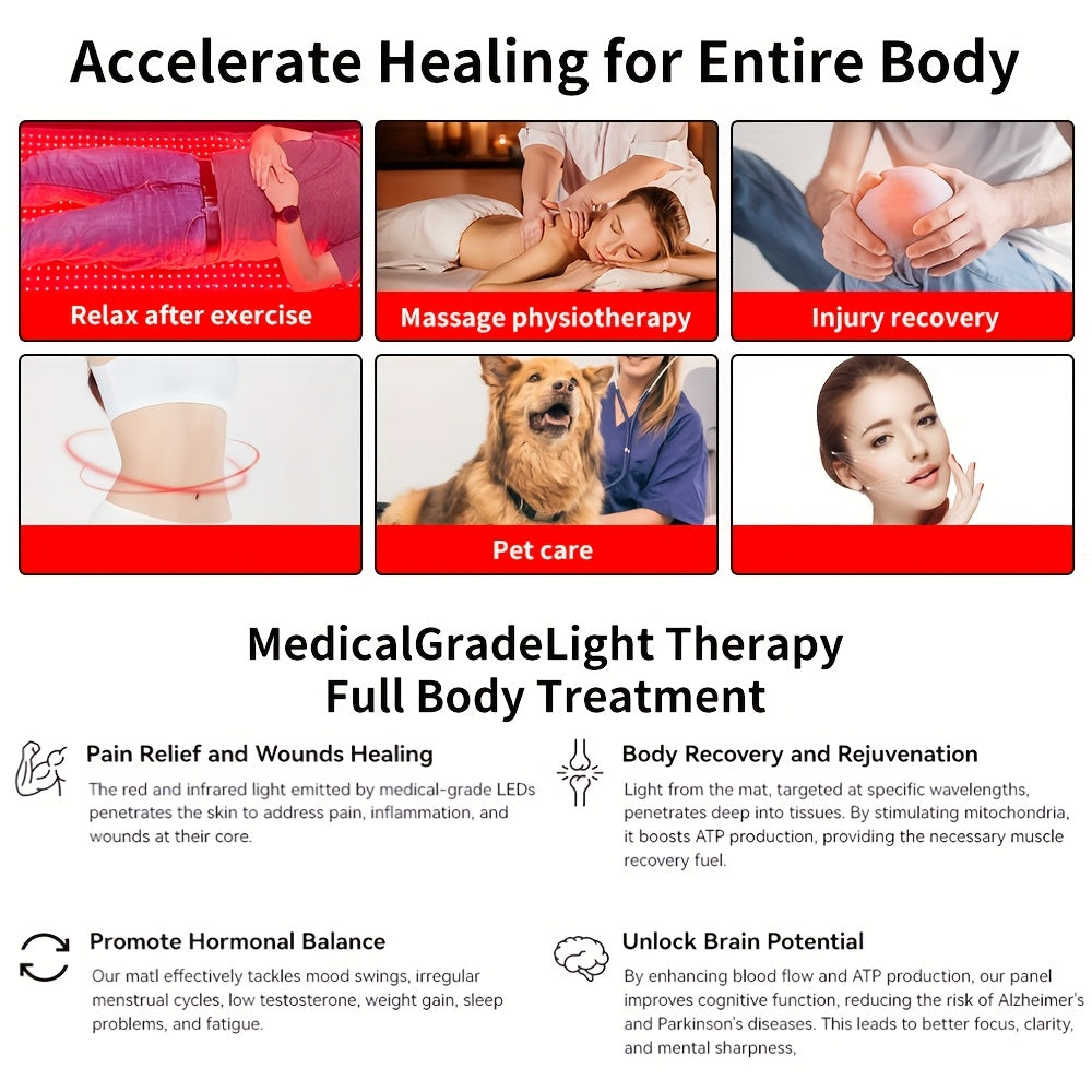 63'' X 23.6'' LED 660Nm Red Light Therapy Mat 850Nm Near Infrared Light Therapy Devices Large Pads for Whole Full Body, Father 'S Day Gift