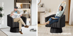 Rotating Decorative Chair, 360° Swivel Barrel Chair, Mid-century Modern Chair, Wide Soft Cushion, Modern Velvet Fabric, Round Armchair, Suitable For Living Room, Lounge, Bedroom, Black, Free Shipping