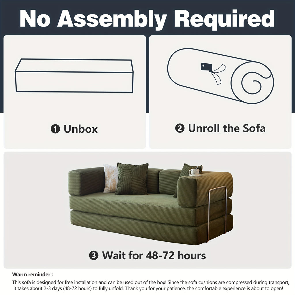 Boneless Sofa Bed, Modern Cloud Couch Folding Sofa Bed, Modular Sofa In A Box Compressed Memory Foam Sofa with Washable Sofa Cover for Living Room, Bedroom, Apartment