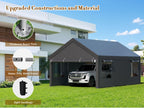 JAMFLY Sturdy Carport Featuring Roll-Up Ventilated Windows, Outdoor Canopy, Portable Garage Gazebo Equipped with Detachable Sidewalls & Doors for Vehicles, Truck, Boat, All-Season Tarp Car Canopy