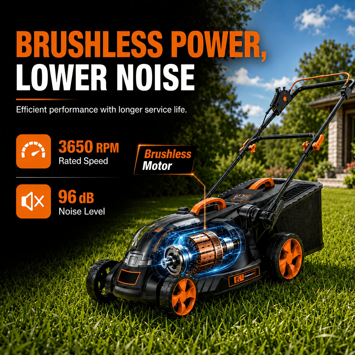 36V Brushless 19"/16" Cordless Lawn Mower with 4Ah Battery, 36V Battery Powered Walk-Behind Push Mowers, 6 Cutting Heights (25-75mm), 2-in-1 Mulching & Grass Collection, Foldable Handle for Vertical Storage