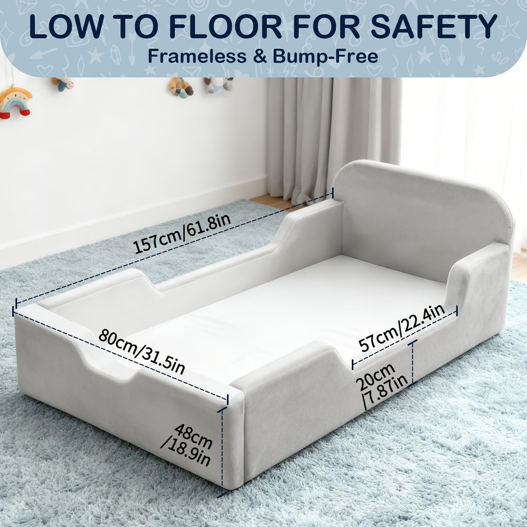A Floor Bed That Requires No Assembly, Featuring a Plush Full Foam Design with a Removable And Washable Cover, Suitable for Children Aged 3 to 5 Years (61.8"X31.5"X18.9")
